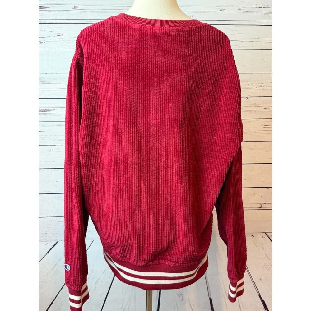 Champion Sweatshirt Corduroy Pullover Mens size Large Retro Varsity Red Logo - Picture 3 of 11